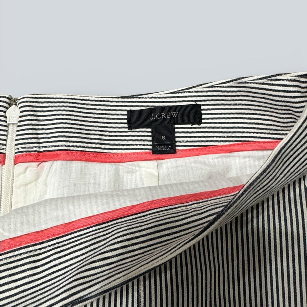 J.Crew Black & White Striped Seersucker A-Line Skirt with Pockets - Picture 2 of 9